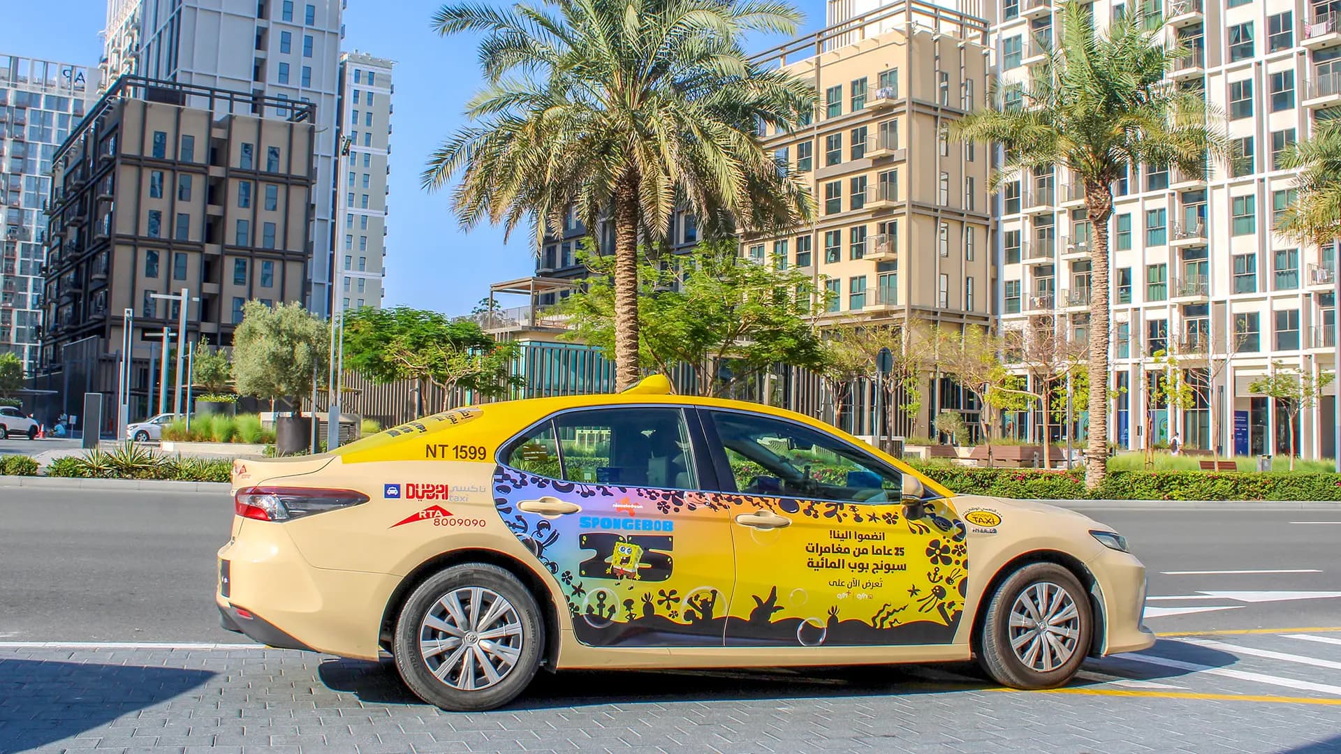 Dubai taxi advertising - partial wrap branding