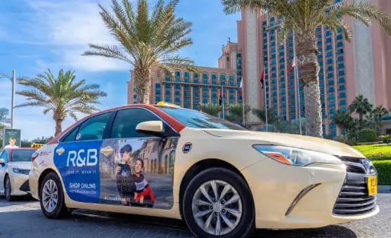 Dubai taxi advertising - rear window branding